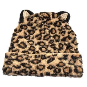 OLIVIA and KATE Cheetah Kitty Cat Beanie Hat with Cat Ears Toddler